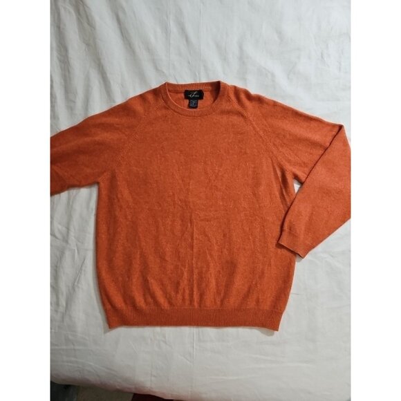 Men’s Crewneck Cashmere Sweater Pumpkin Spice Orange Size M - Picture 2 of 5